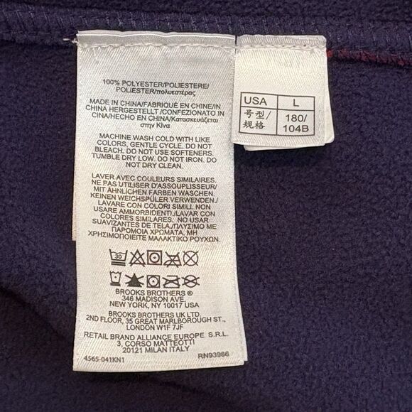 Brooks Brothers Full-Zip Fleece Vest Mens Large Navy Red Color Block Pockets - Picture 7 of 8